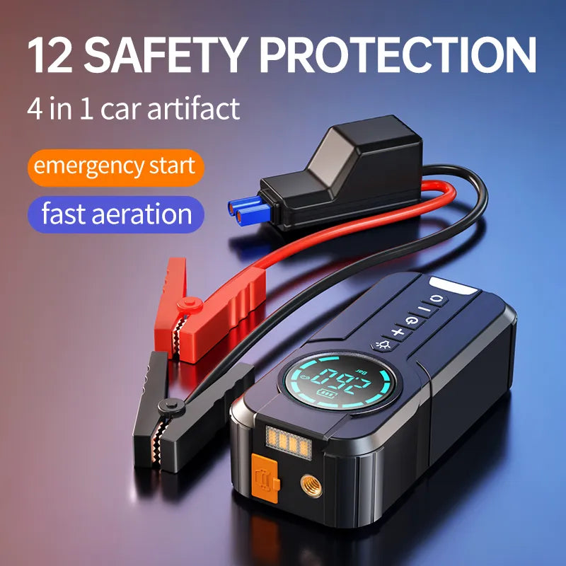 Car Jump Starter Air Pump Power Bank Lighting Portable Air Compressor 4 In 1 Cars Battery Starters Starting Auto TIre Inflator