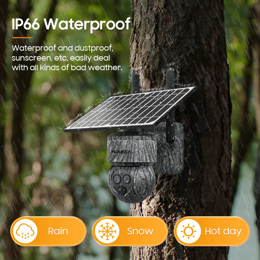 INQMEGA 8MP 4G SIM Card / WIFI Solar Camera Outdoor Security Protection CCTV Recording Humanoid Dection in Forest / Farm