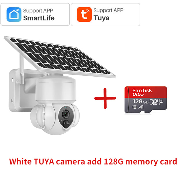INQMEGA TUYA Camera with Solar Panel, PIR Motion Detection, Can Be Installed Separately, Video Surveillance CCTV Supports Alexa